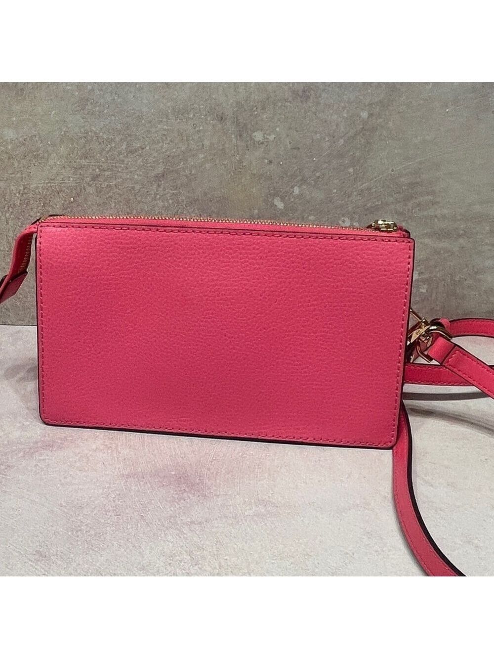Michael Kors Pebble Leather Pouchette & Matching Wallet Camila Rose Pink - Picture 4 of 7